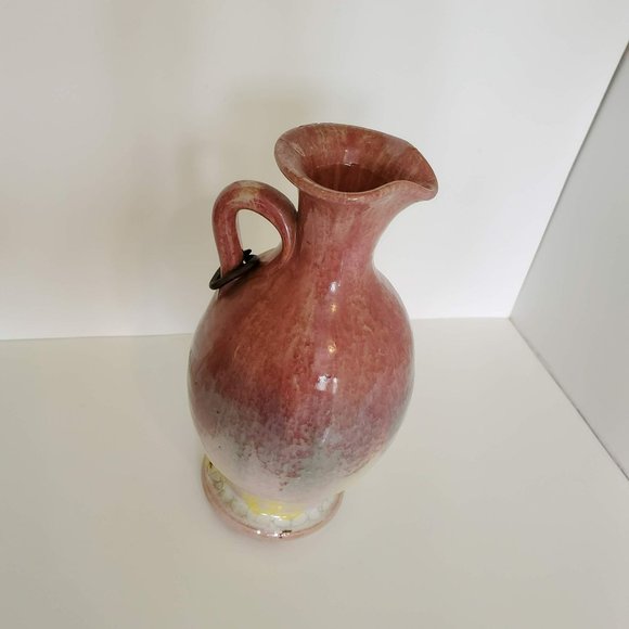 Art Pottery Urn, Handmade Ceramic Pitcher, Red Purple Drip Glaze Studio Pottery - Picture 4 of 9
